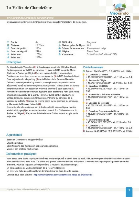 Fiche La vallée de Chaudefour